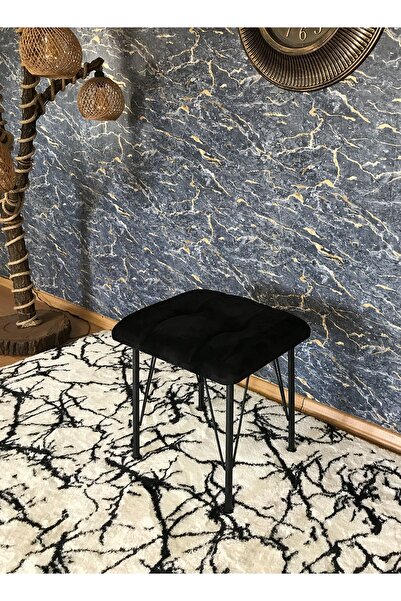 Yirmi15 Metal Ayaklı Novoeco Puf Black- Siyah Puf