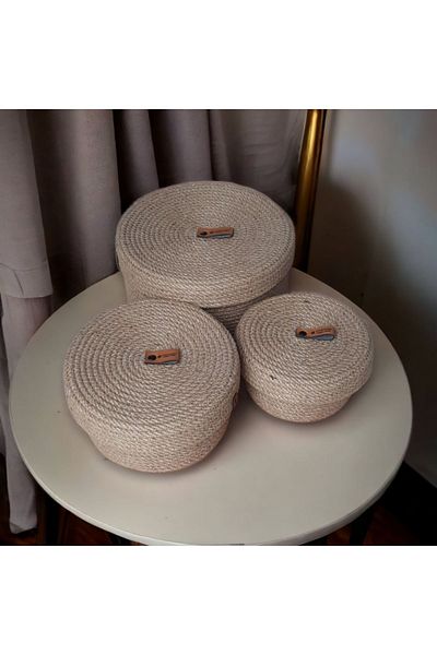 HandmadeSNM Ръчно изработен декоративен комплект от ракита и кошница от 3 части