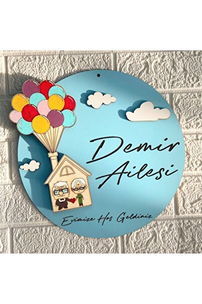 PSAcraft Yukarı Bak Kapı Süsü Ev Hediyesi Isme Özel 30 X 30 Cm