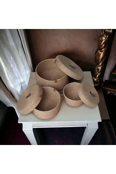 HandmadeSNM Ръчно изработен декоративен комплект от ракита и кошница от 3 части