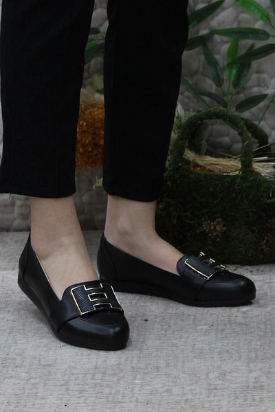 fort Sdf 42613 - Balerini de damă negri eleganti și ușori, pantofi casual cu talpă confortabilă