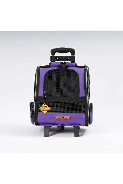 BRAVE PAWS Tekerlekli Plastik Fileli Kedi ve Köpek Taşıma Çantası Çekçek Mekanizmalı Yıkanabilir