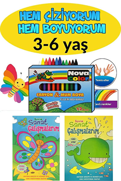 GÖNÜL YAYINCILIK Hem Çiziyorum Hemde Boyuyorum seti silinebilen Mum boya