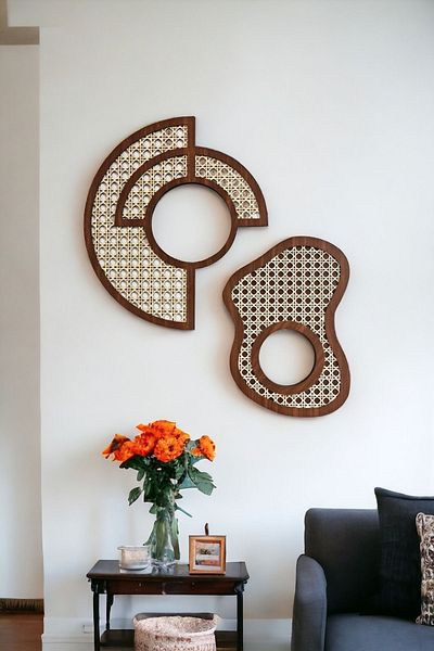 Bubihome Wooden Hazeran Mirror Set Asymmetrical Mirror