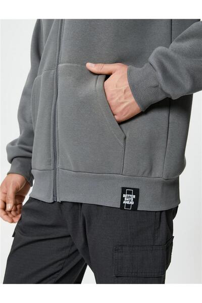 Koton 4wam70029mk 939 Antrasit Erkek Pamuk Jersey Sweatshirt