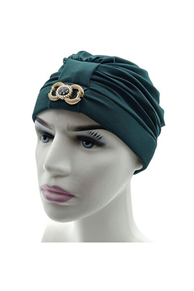 PAKER GİYİM Căciulă Hijab pentru femei, verde smarald, cu cataramă dublă