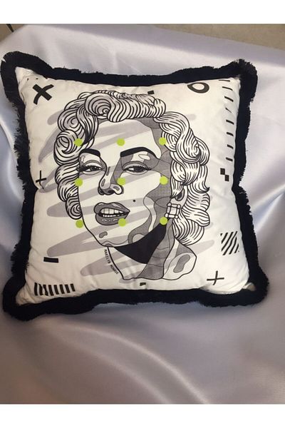ADAHOME Pillow Manrilyn Monroe Decorative Bead Fiber Filled Throw Pillow