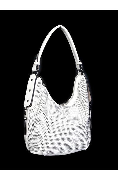 Nas Bag NAS 1071 - White Multi-Stone Hand and Shoulder Strap Bag