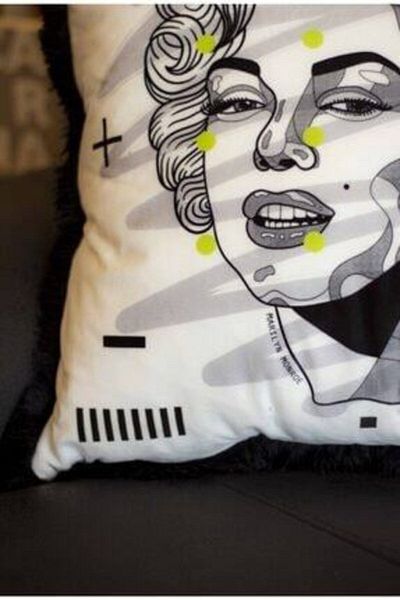 ADAHOME Pillow Manrilyn Monroe Decorative Bead Fiber Filled Throw Pillow