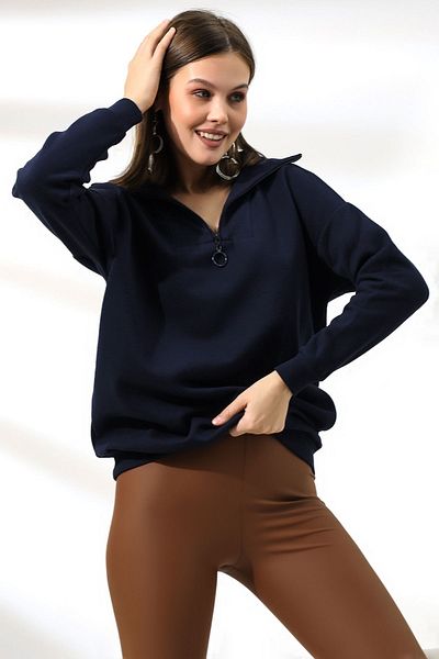 Endies Hanorac supradimensionat cu guler camioner 21389 bleumarin