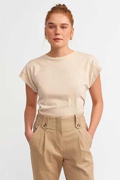 Dilvin 3504 Тениска с велосипедна яка - светлобежова