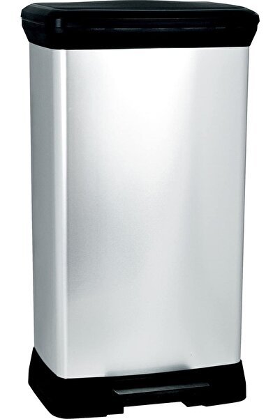 CURVER Decobin 50l Dikdörtgen Pedallı Çöp Kovası - Frenli - Metal Görünümlü