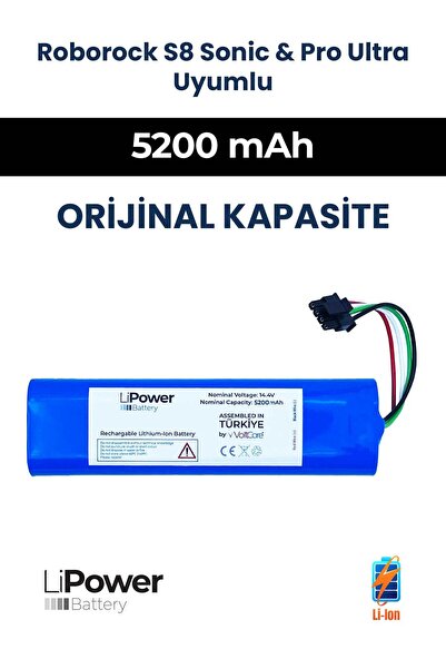 Genel Markalar Roborock S8 Sonic Ve S8 Pro Ultra Uyumlu 5200 Mah Orijinal Kap...
