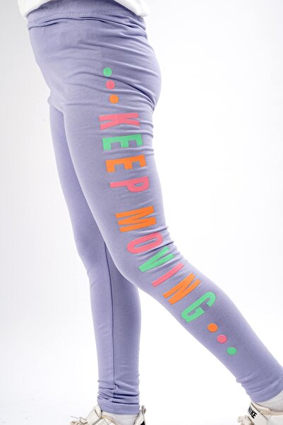 Lovella Colanți lungi pentru fete din bumbac liliac Lycra