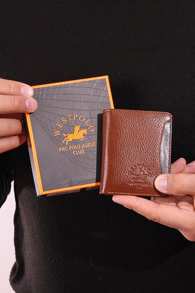 By Hakan WEST POLO 202 - Портфейл от естествена кожа, прозрачен, цвят кафяв