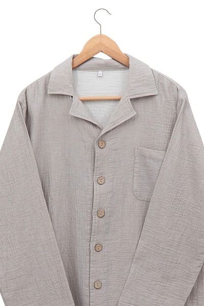 Ecocotton Melsa Men's Beige "X-Large" 100% Organic Cotton Muslin Pajama Set