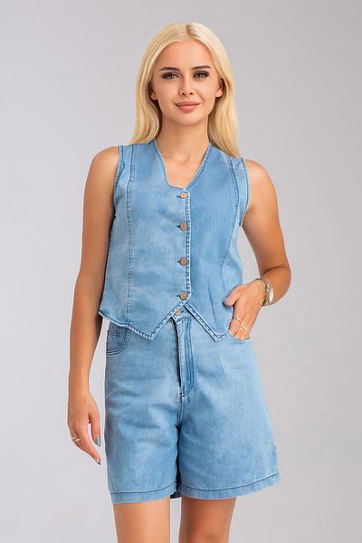 Bold & Young Lyocell Thin Denim Fabric - Women's Five-Pocket Bleach Washed Jeans Skirt