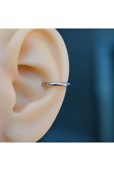 Heppii Daily Use Plain Silver Earcuff Compressed Cartilage earring
