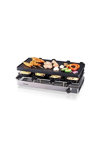 Cloer 6458 Raclette Izgara, Döküm Plakalı, 1200 W, 8 Yapışmaz Tava, Plastik S...