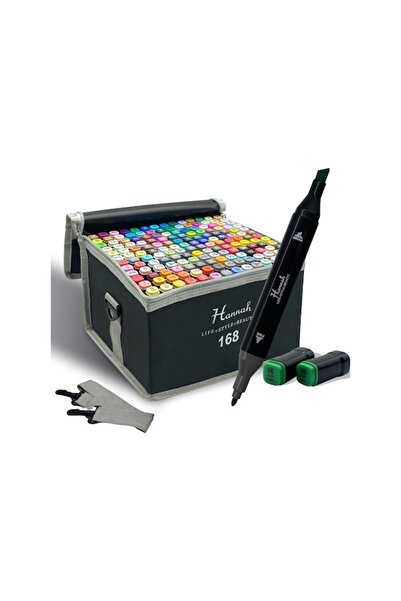 Art & Art مجموعة ماركر هانا 168 لون مع حقيبة