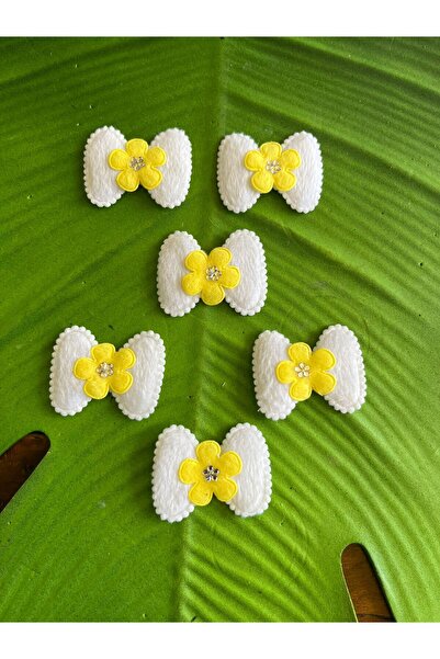 Gönülden Tasarım 6 bucăți 4x3 cm Accesoriu de cusut brodat cu fundă galbenă în relief