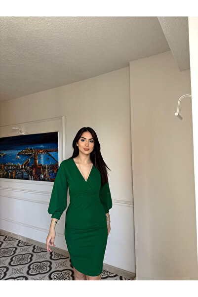 Sindimoda Kruvaze Yaka Boy Kalem Elbise