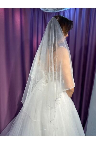 sanem moda نموذج متعرج أوف وايت 150 سم طرحة فستان الزفاف