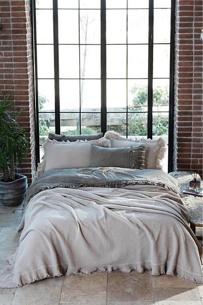 Ecocotton Dina Double Bedspread 100% Organic Cotton Pique Beige 240X260 Cm