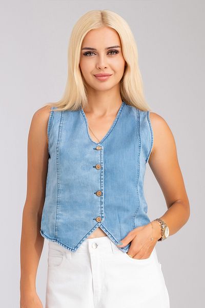 Bold & Young Bleach Washed Lyocell Thin Denim Women's Jeans Vest