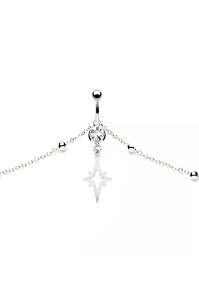 TakıConcept Vücut Zincirli Kuzey Yıldızı Sallantılı Çelik Göbek Piercing