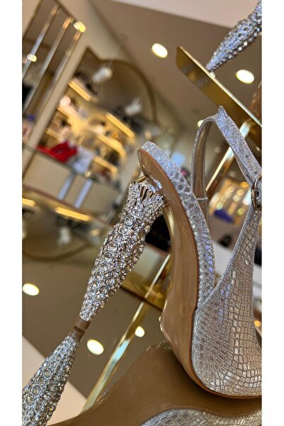 DUYGUSHOESBAG Duygu Leather Women's Shoes - Imported Crystal Heel and Glitter...