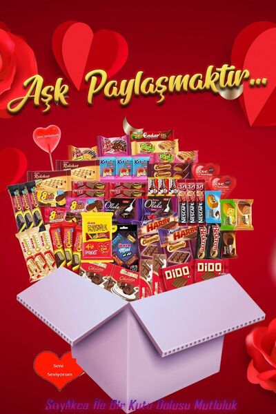 Eti Aşk Paylaşmaktır 58 Parça Orta Boy Atıştırmalık Paketi