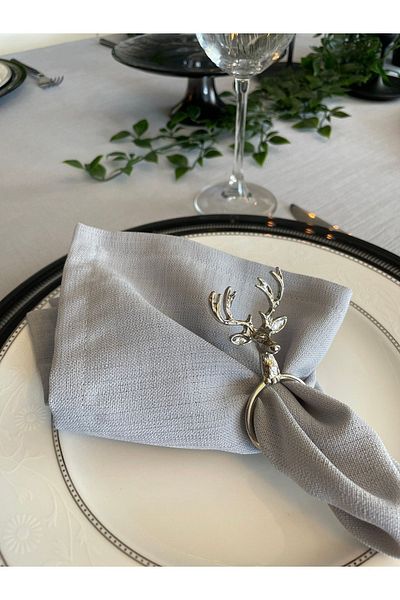 Decamor home Linen Textured Gray Napkin 6 Pieces