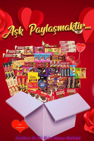 Ülker Aşk Paylaşmaktır 64 Parça Büyük Boy Atıştırmalık Paketi. Soyakca Seni S...