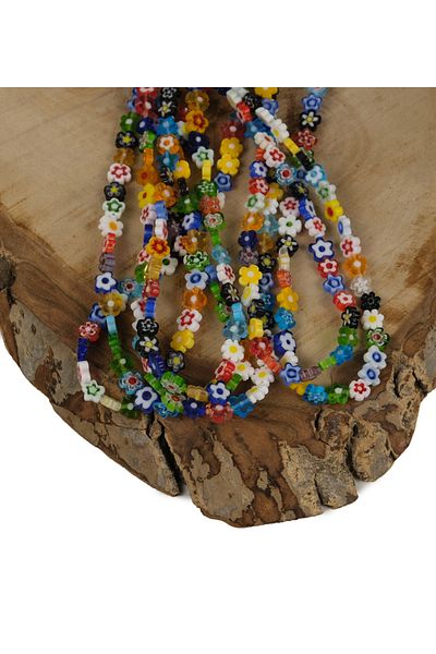 Prestij Boncuk Murano Glass Beads - Floral Pattern