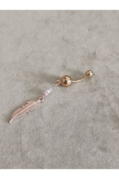 AyçaSilver Gold Color Authentic Leaf Beaded Belly Piercing