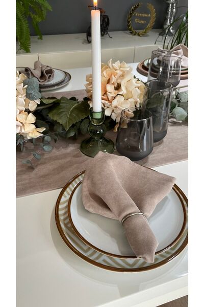 Decamor home 6 Milk Coffee Colored Velvet Napkins - Care Free