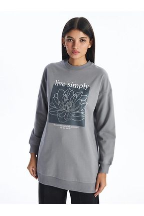 LC Waikiki LCW Modest Bisiklet Yaka Bask l Kad n Sweatshirt Tunik Fiyat Yorumlar Trendyol
