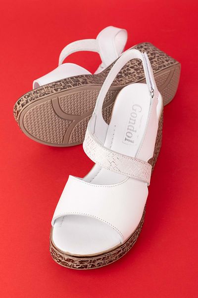 Gondol Women's Genuine Leather Wedge Heeled Daily Sandals Elnr.549