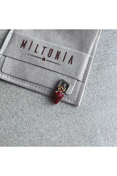 Miltonia Strawberry Pattern Charm - Steel Bracelet