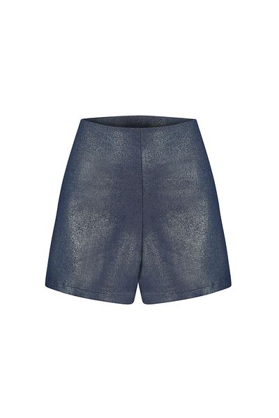 La Sarta Rapollo Denim - Γυαλιστερό σορτς με στάμπα σε μπλε ναυτικό φύλλο