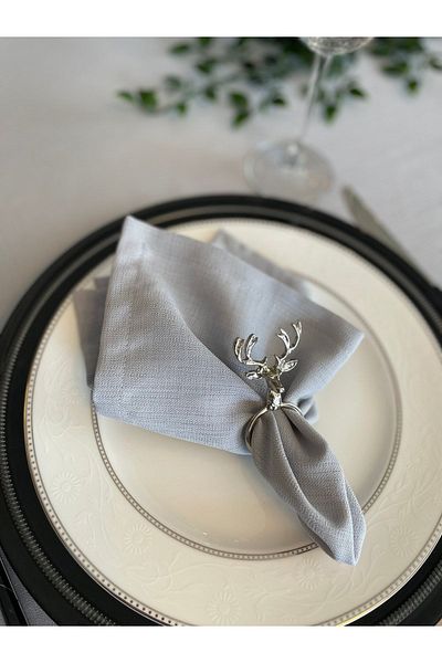 Decamor home Linen Textured Gray Napkin 6 Pieces