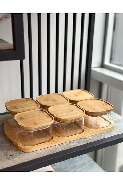 MİEN Mien 6-Piece Bamboo Breakfast Bowl - With Glass Cover M-0003