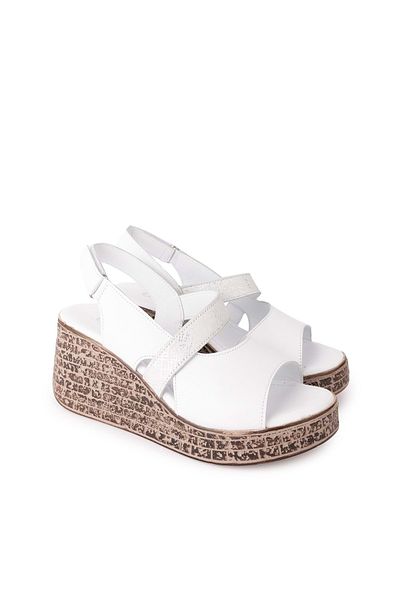 Gondol Women's Genuine Leather Wedge Heeled Daily Sandals Elnr.549