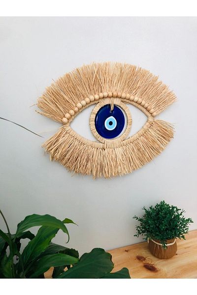 Hasirdukkanii Handmade Design Evil Eye Raffia Evil Eye Wall Decoration Door Ornament