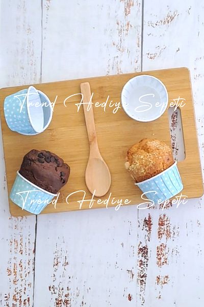 Trend Hediye Sepeti 25-Piece Blue Polka Dot Muffin - Airfryer Compatible Cake Capsule Cupcake Mold