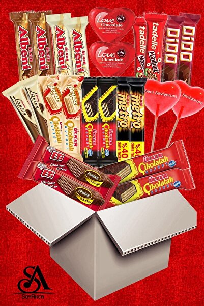 Ülker Çikolata Aşkı 24 Parça Çikolata Paketi. Seni Seviyorum Yazılı Şeker Ve Tohumlu Kalem Hediyeli
