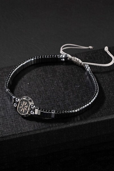 OSMANLI DOĞAL TAŞ Sertifikalı Hematit Doğal Taşlı Örgü 925 Ayar Gümüş Tasarım Bileklik