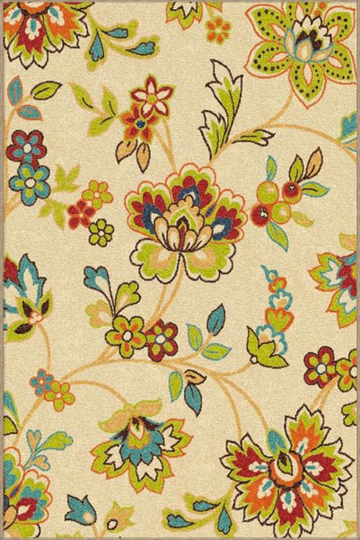 Rugs Modern Halı Covor cu bază țesută, cu motive florale brodate și lavabil m...