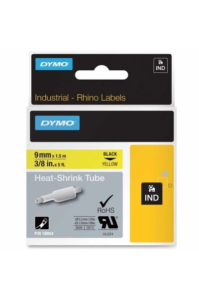 Dymo Rhino Pro Isıyla Küçülen Şerit 9mm X 1,5m Sarı/siyah (18054)